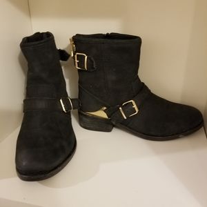 Steve Madden Chaps Black Leather Moto Biker Bootie